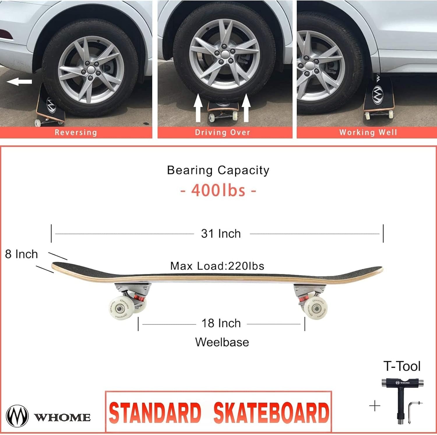 31in Maple Skateboard 8ply ABEC-9 Bearings Pro Trick Board 53mm Wheels