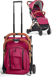 Lightweight Foldable Baby Pushchair One-Hand Travel Buggy Reclining Seat Pink