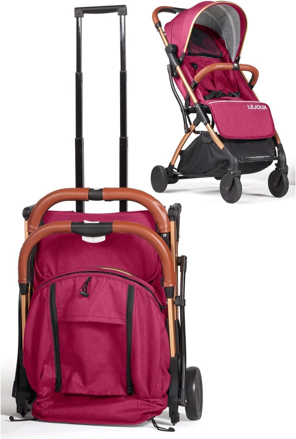 Lightweight Foldable Baby Pushchair One-Hand Travel Buggy Reclining Seat Pink