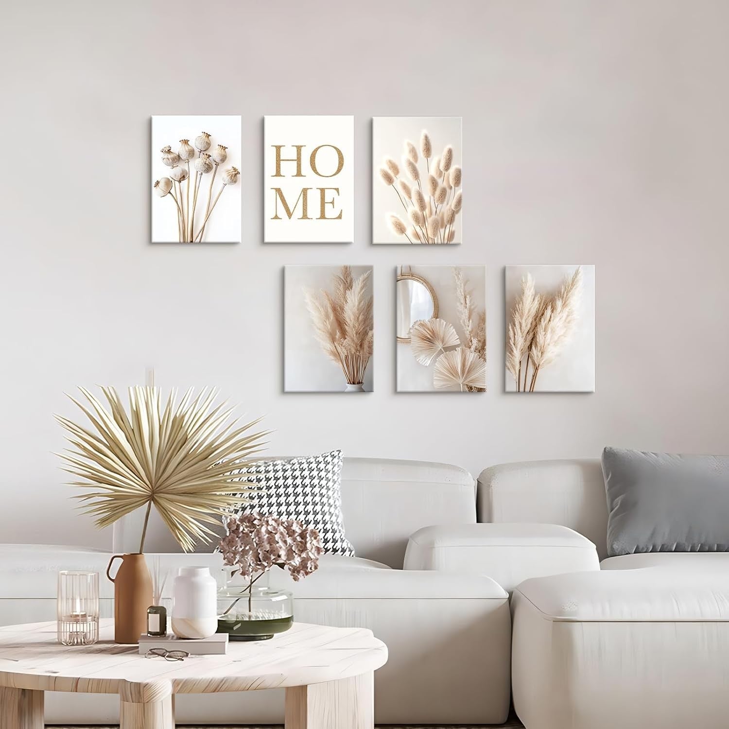 Boho 6‑Piece Wooden Framed Canvas Wall Art Set 20x30cm Botanical
