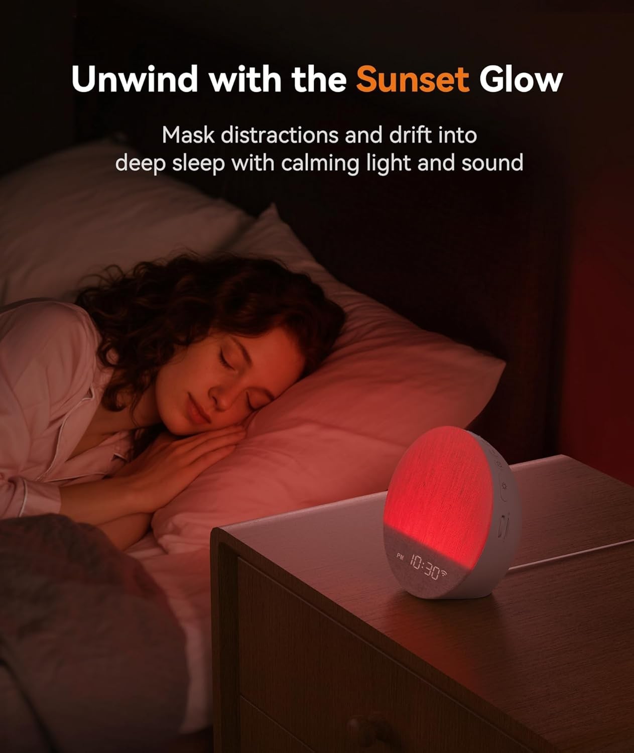 Sunrise Alarm Clock Wake Up Light App Control White Noise Bedroom Lamp