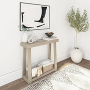 Solid Pine Wood Console Table with Storage Shelf – Narrow Entryway
