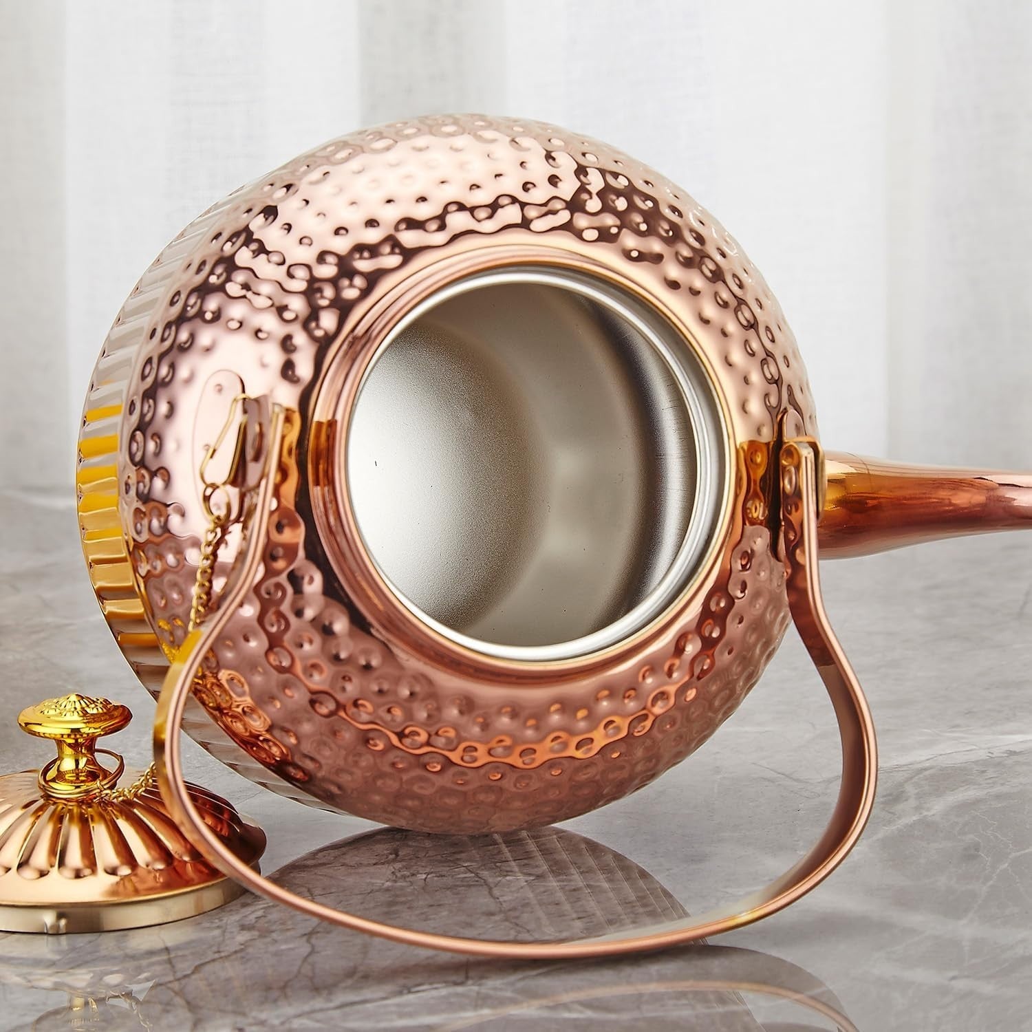 Copper Stainless Steel Teapot 1.2L Infuser Loose Leaf Tea Pot 6 Cups