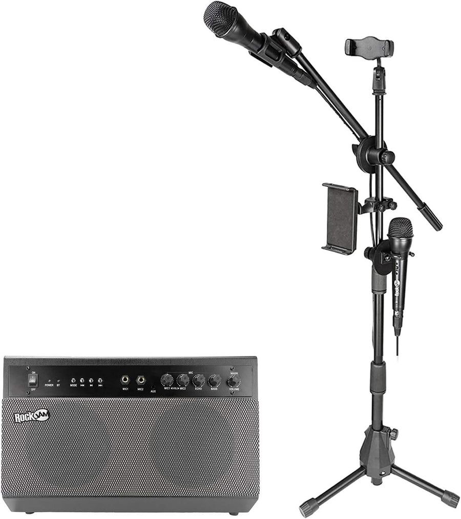 100W Bluetooth Karaoke Machine PA System with 2 Mics & Stand