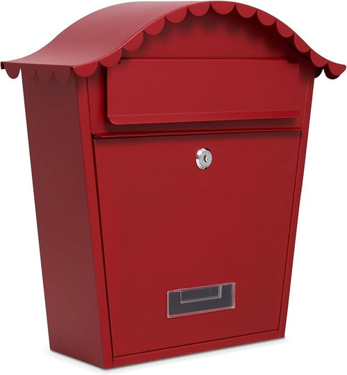 Lockable Wall Mailbox Weatherproof Steel Red 36x13x37cm