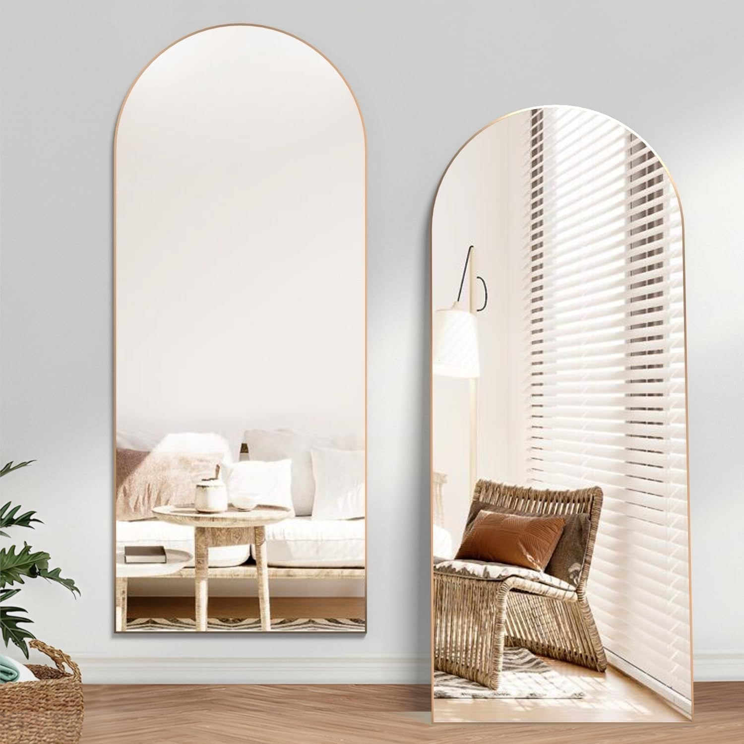 Gold Full Length Mirror 165x60cm Arched Wall Leaning Dressing Room Décor