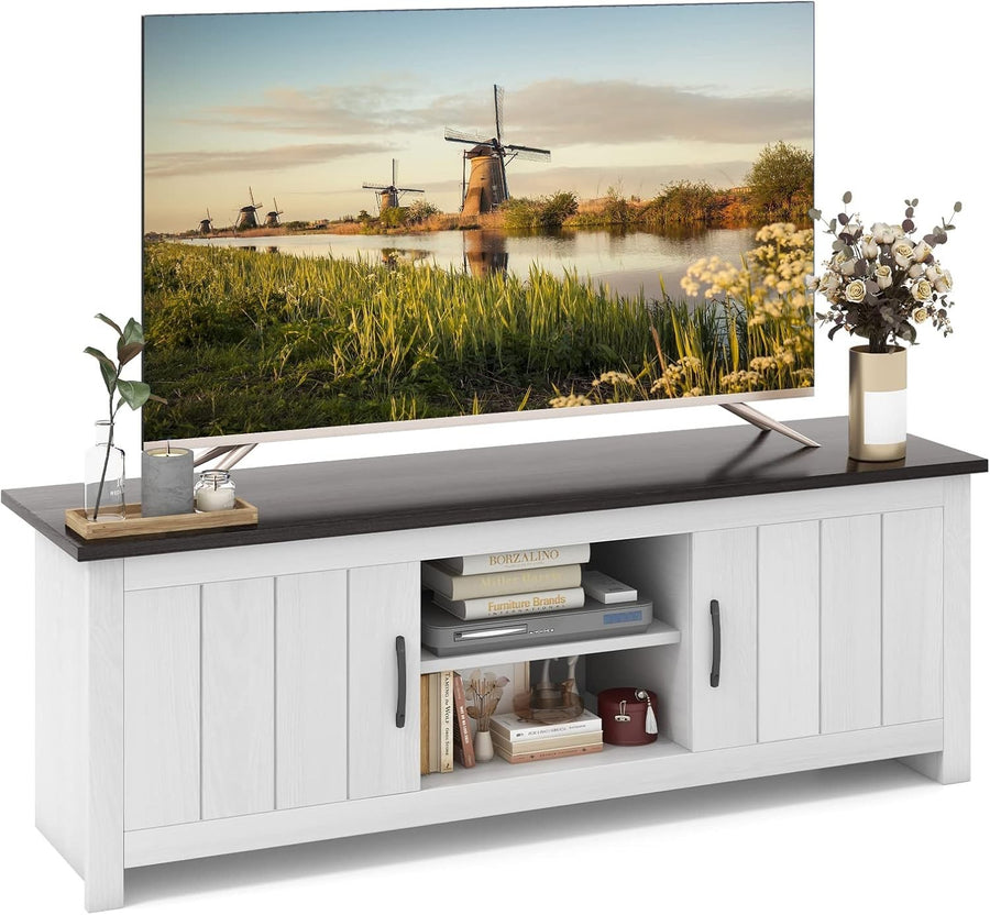 Wooden TV Stand for TVs up to 65" with Storage Shelves & Cable Management