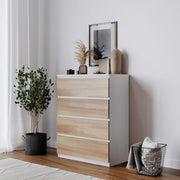 Modern 4 Drawer Bedroom Chest Oak Drawers White Frame Storage Cabinet