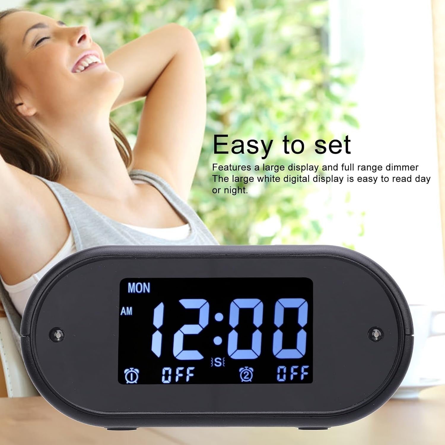 Vibrating Dual Alarm Clock Bed Shaker Loud Wake Up Heavy Sleepers