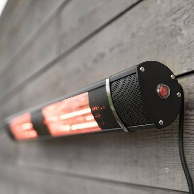 Wall Mounted Outdoor Electric Patio Heater 3000W IP44 Black Slimline