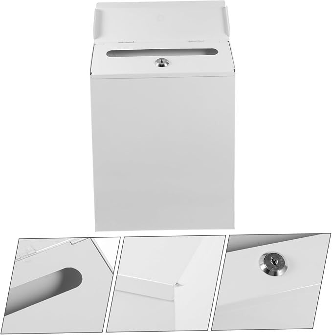 Lockable Vintage Wall Mount Mailbox Iron White Outdoor Post Box Letter Holder