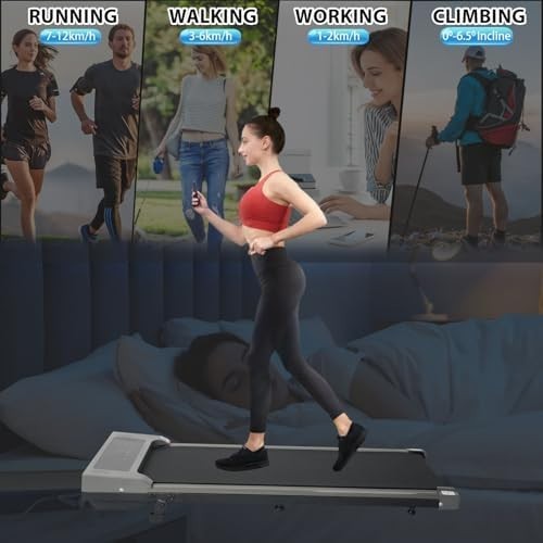 Foldable Under Desk Treadmill with Incline, App Control & Bluetooth