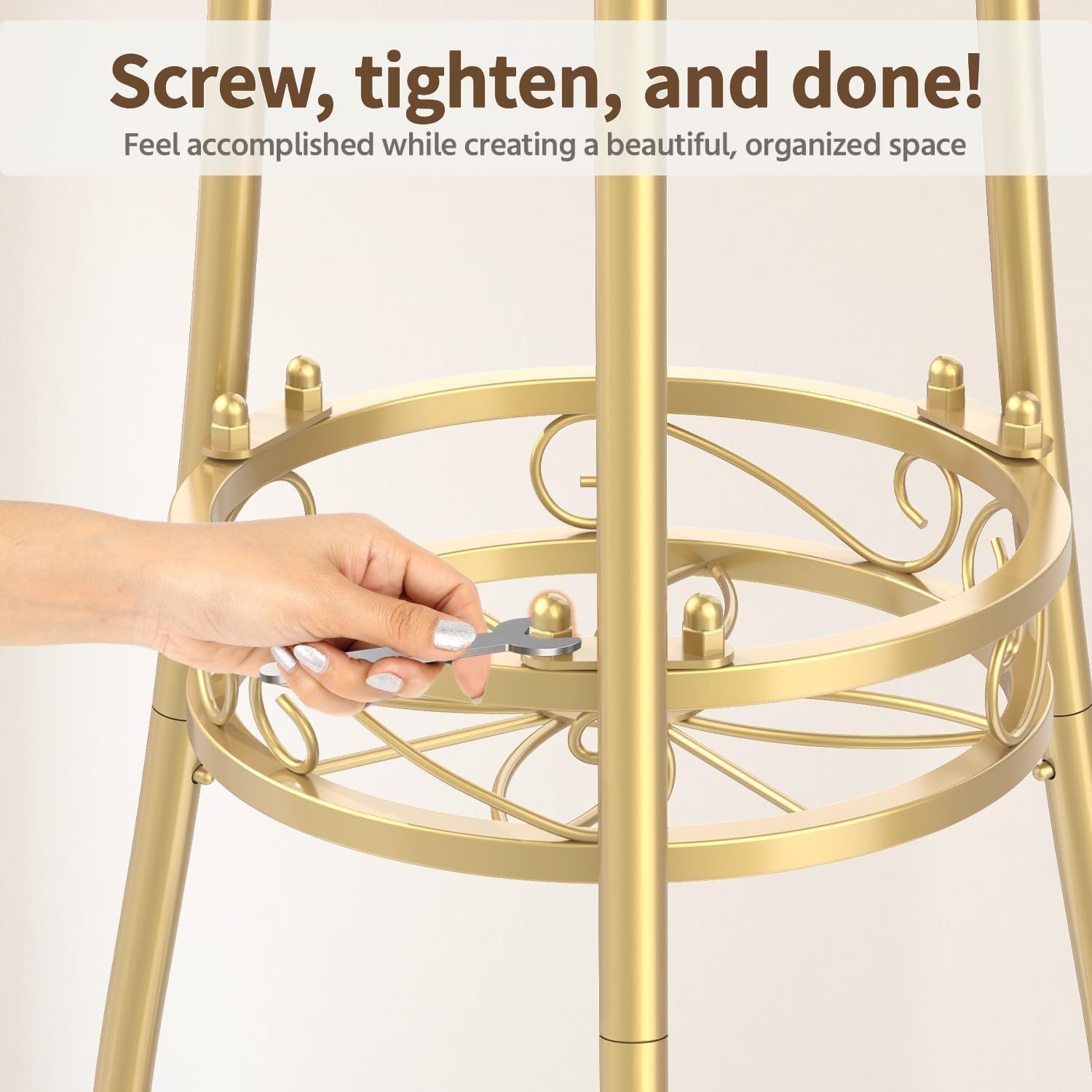 3 Tier Gold Metal Plant Stand Indoor Outdoor Tall Flower Pot Display Rack