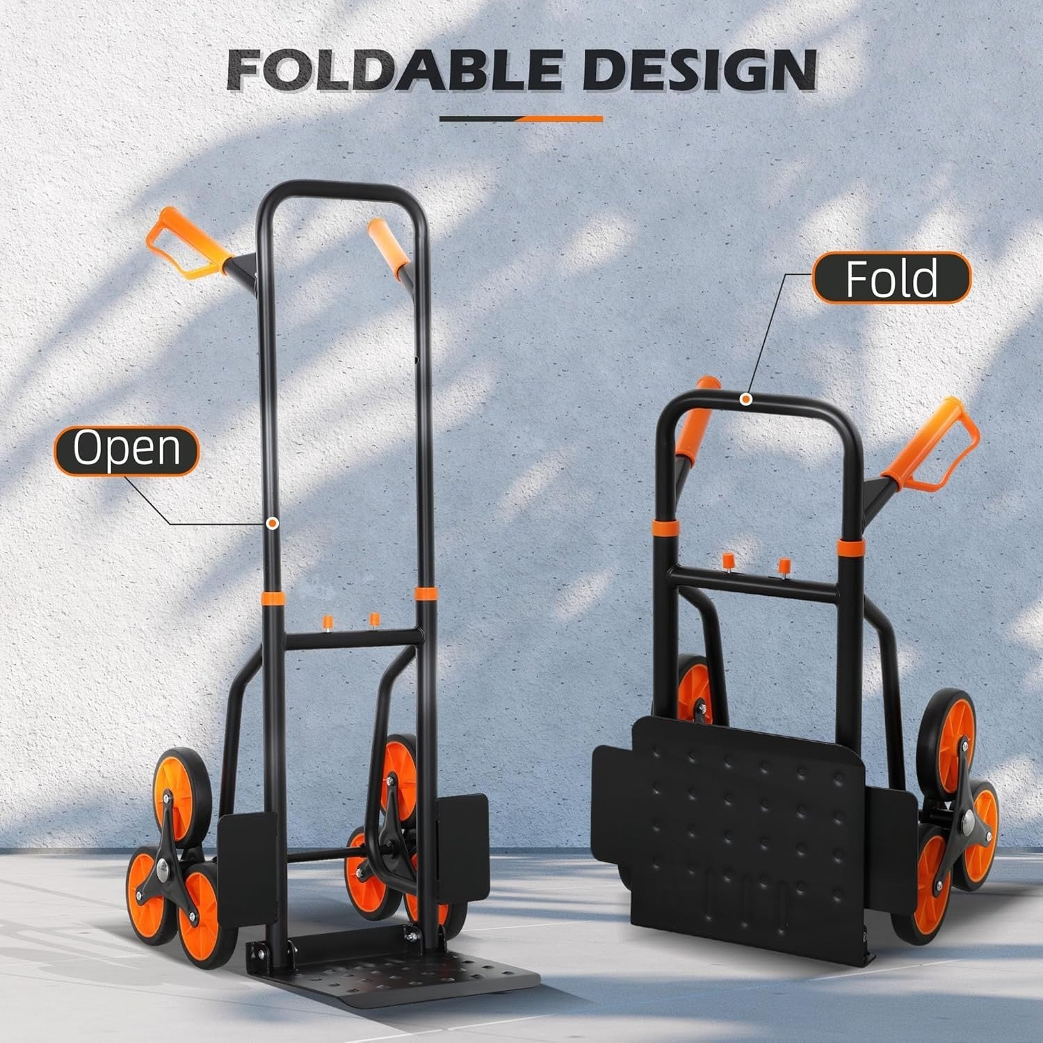 Stair Climbing Hand Truck 120kg Heavy Duty Foldable Steel Trolley