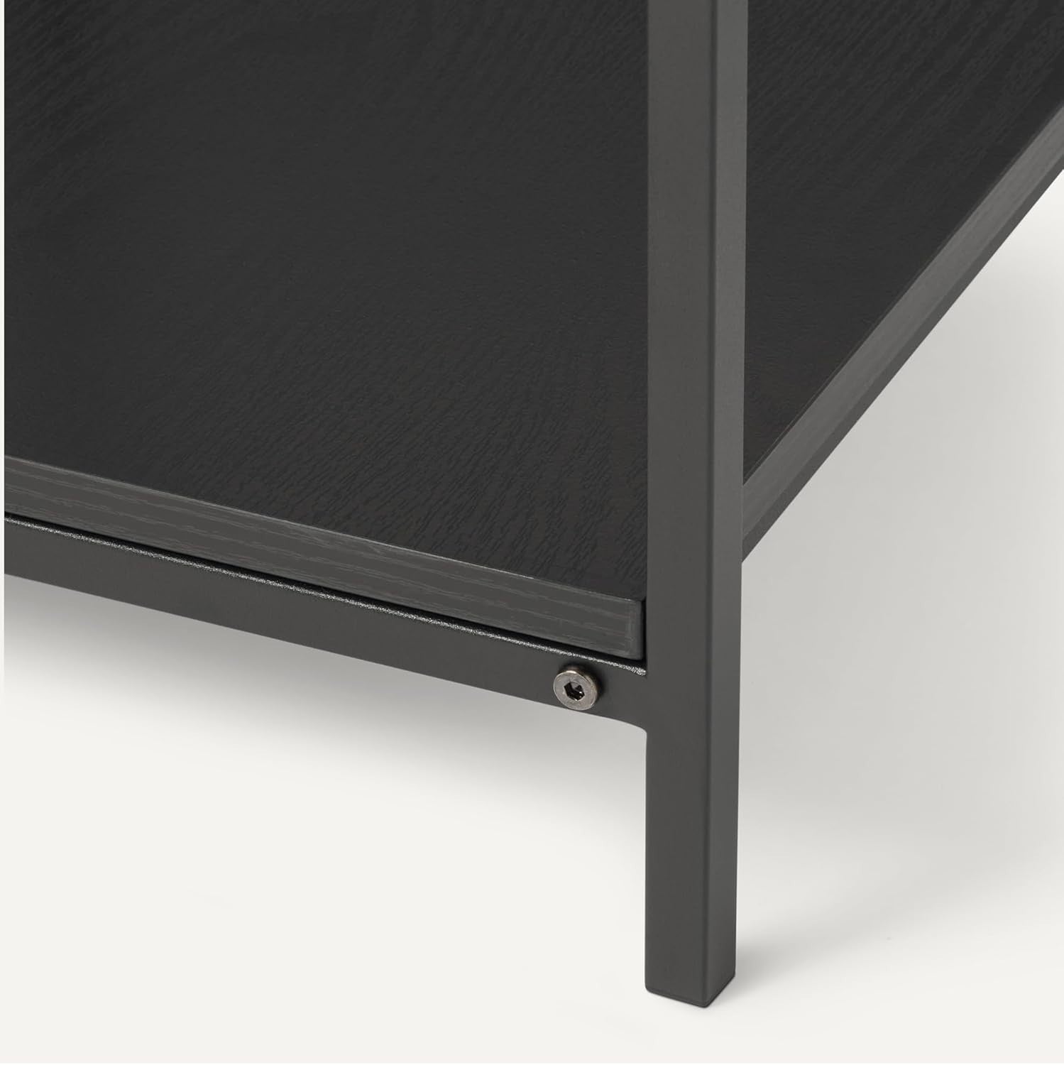 Square Side Table with Bottom Shelf, Black 40x40x51cm