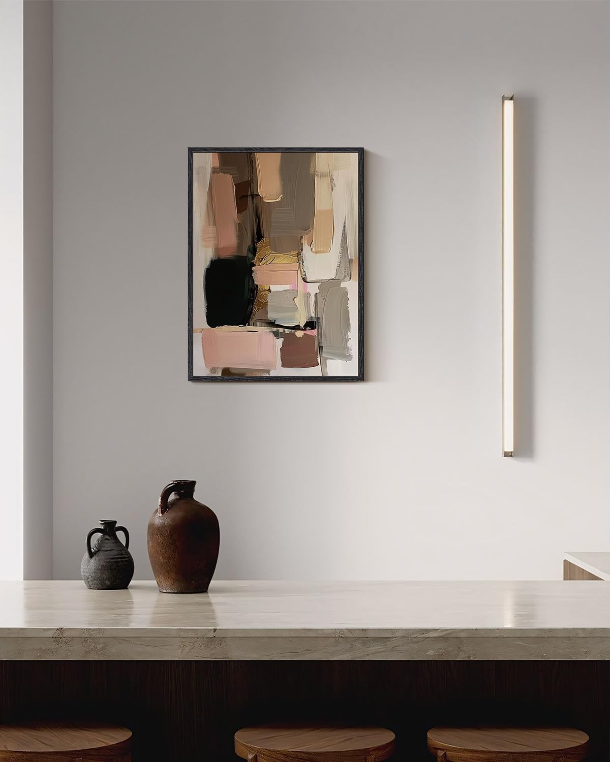 Modern Abstract Canvas Wall Art Black Pink Minimalist Home Decor