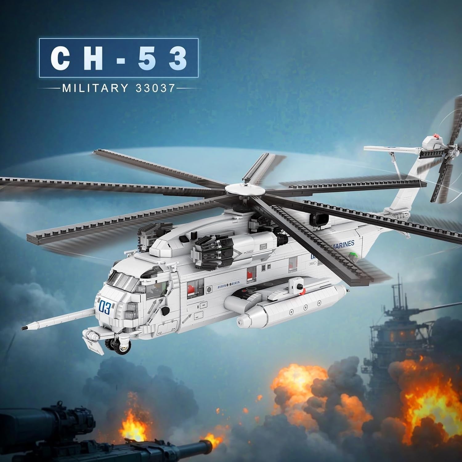 Military CH-53 Helicopter Model Building Kit 2248 Pcs, Adult DIY Toy Gift