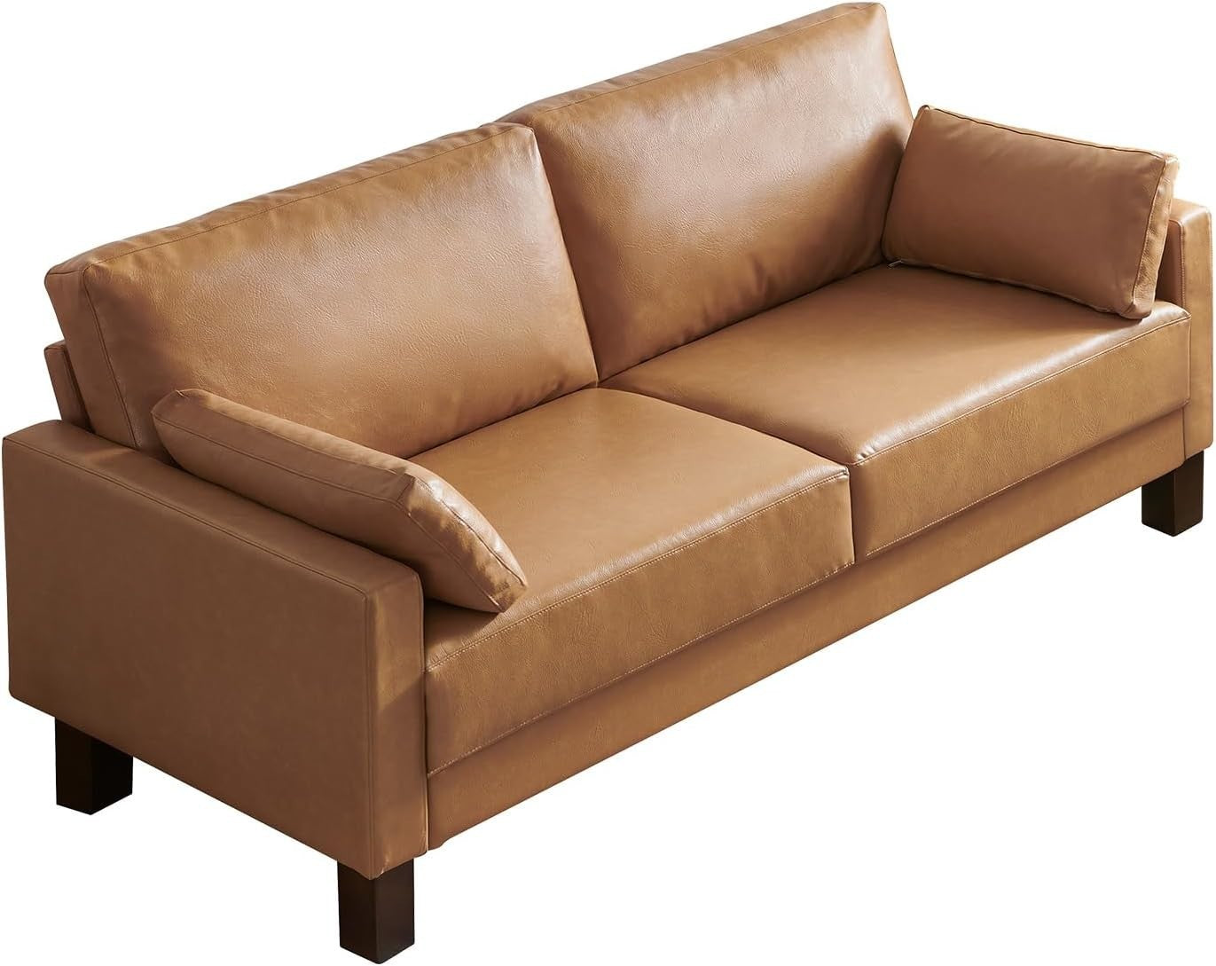 Leather Loveseat Sofa 2-3 Seater Leather Tan 66 Modern Couch for Lounge Office