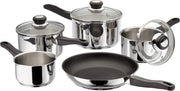 5Pcs Stainless Steel Cookware Set Saucepan, Non Stick Frying Pan with Lids