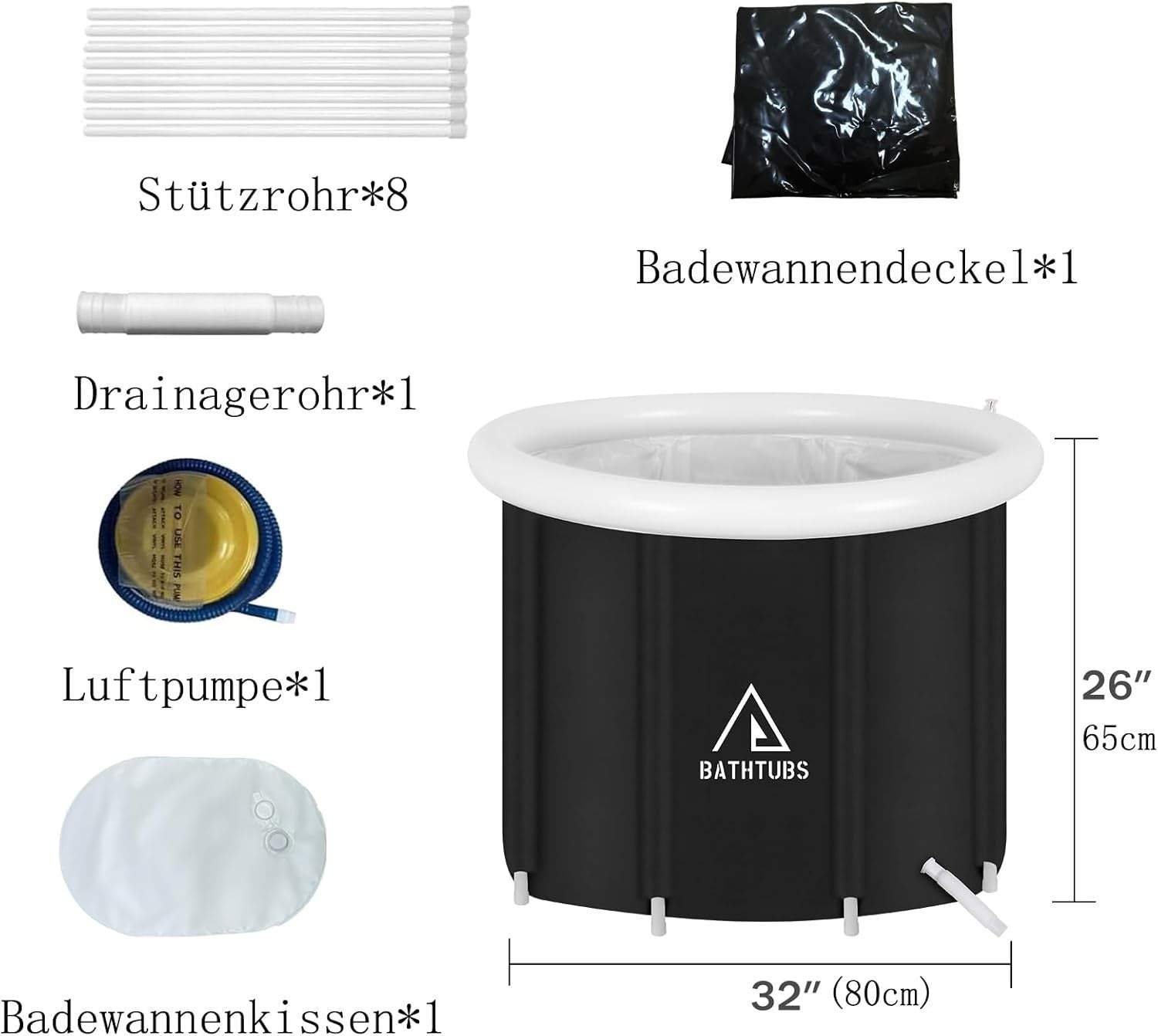 Portable 350L Ice Bath Recovery Tub Cold Plunge Spa for Athletes Muscle Therapy