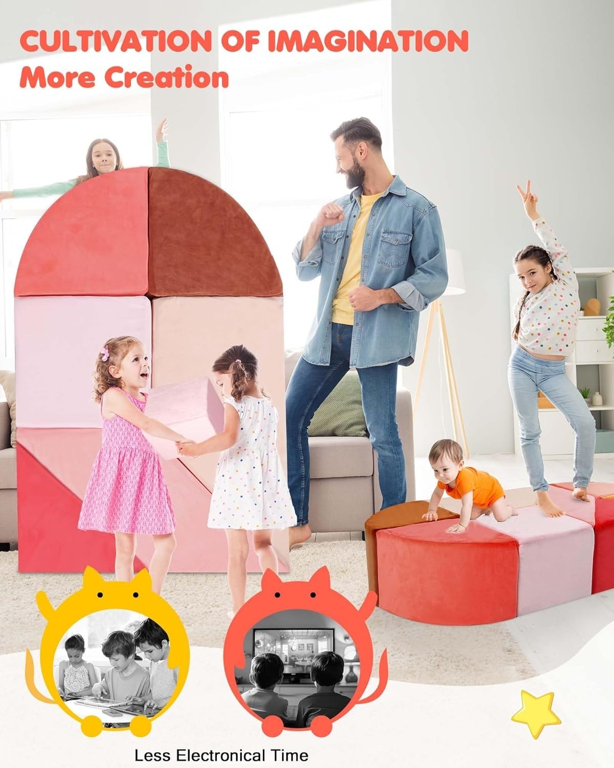 Modular Heart-Shaped Kids Sofa with Ball Pit – Soft Puzzle Play Couch