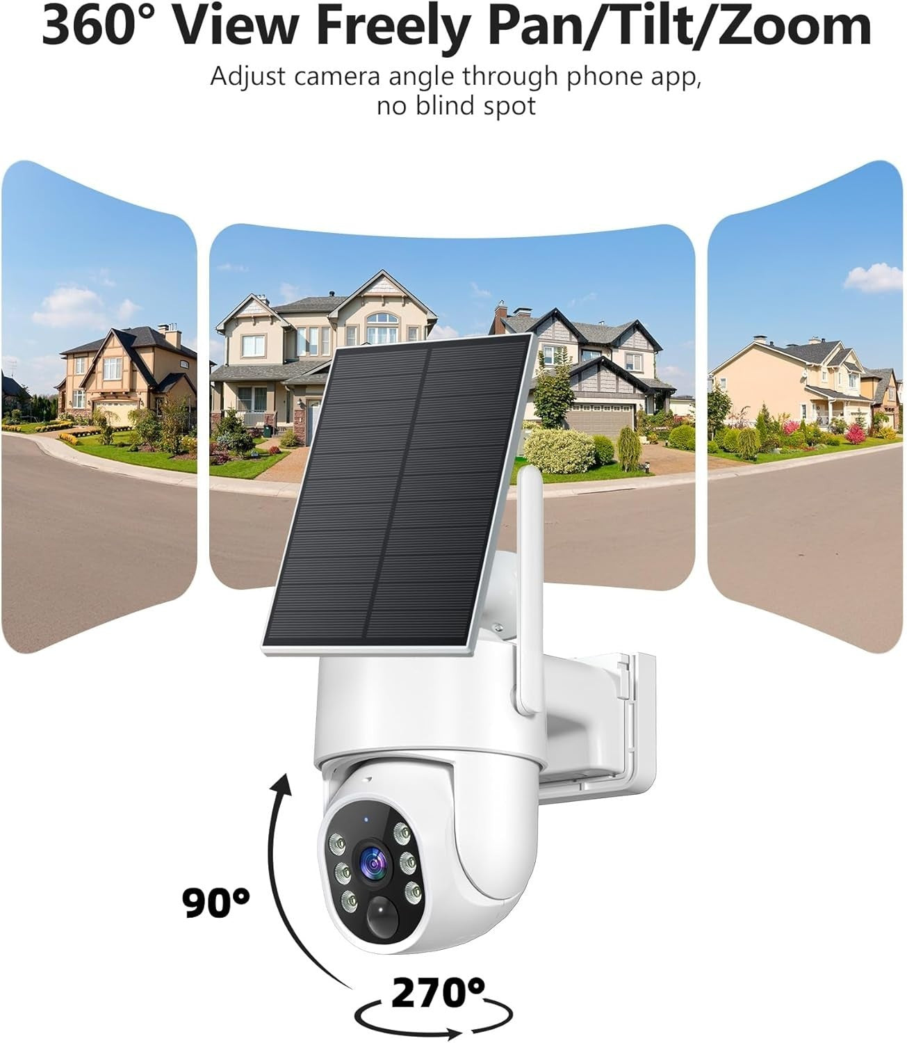 2 Pack Solar Security Camera Wireless 2K PTZ WiFi Outdoor CCTV Cam