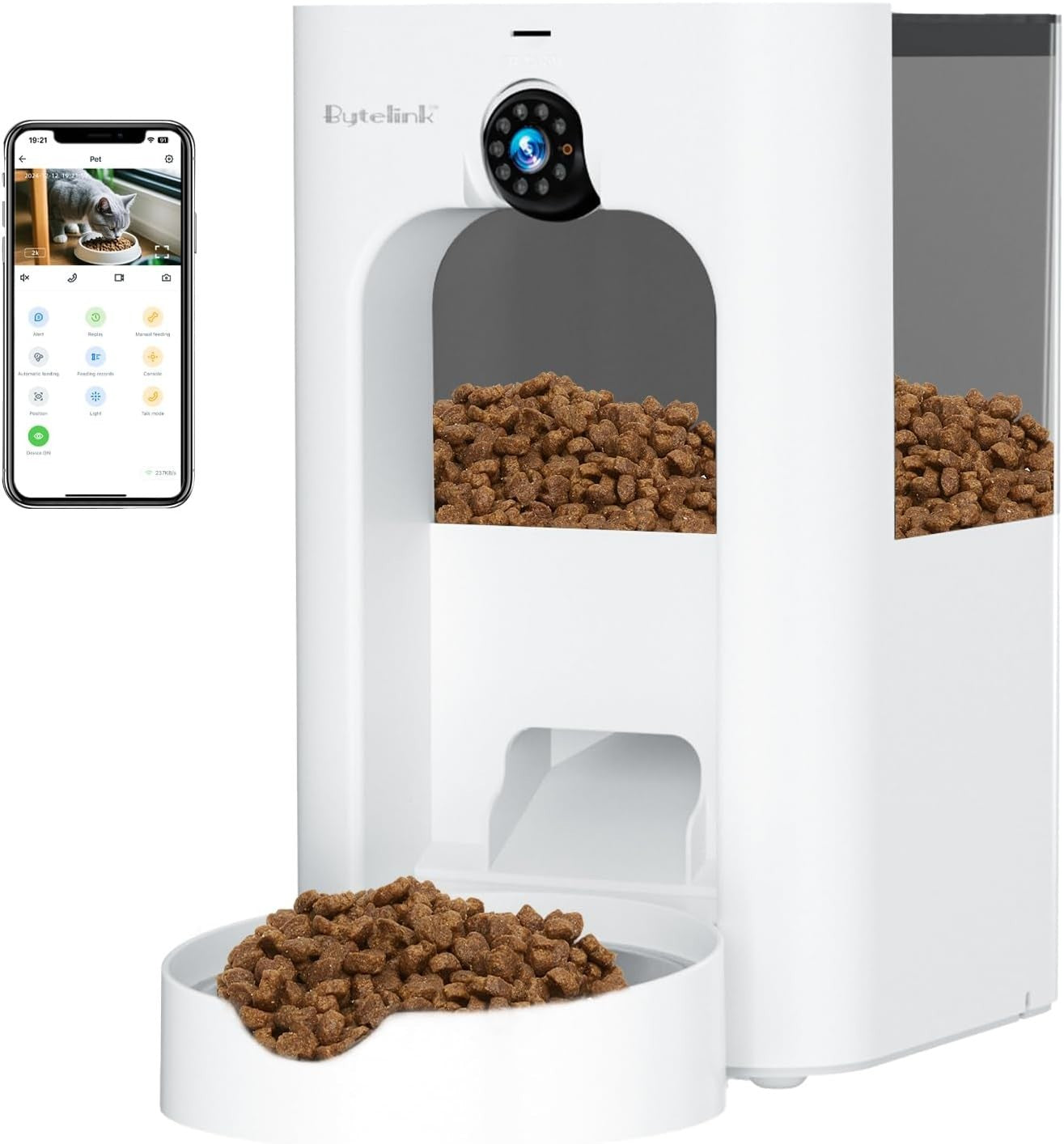 Smart Cat Feeder Camera WiFi App Control 1080P HD 4L Auto Dispenser