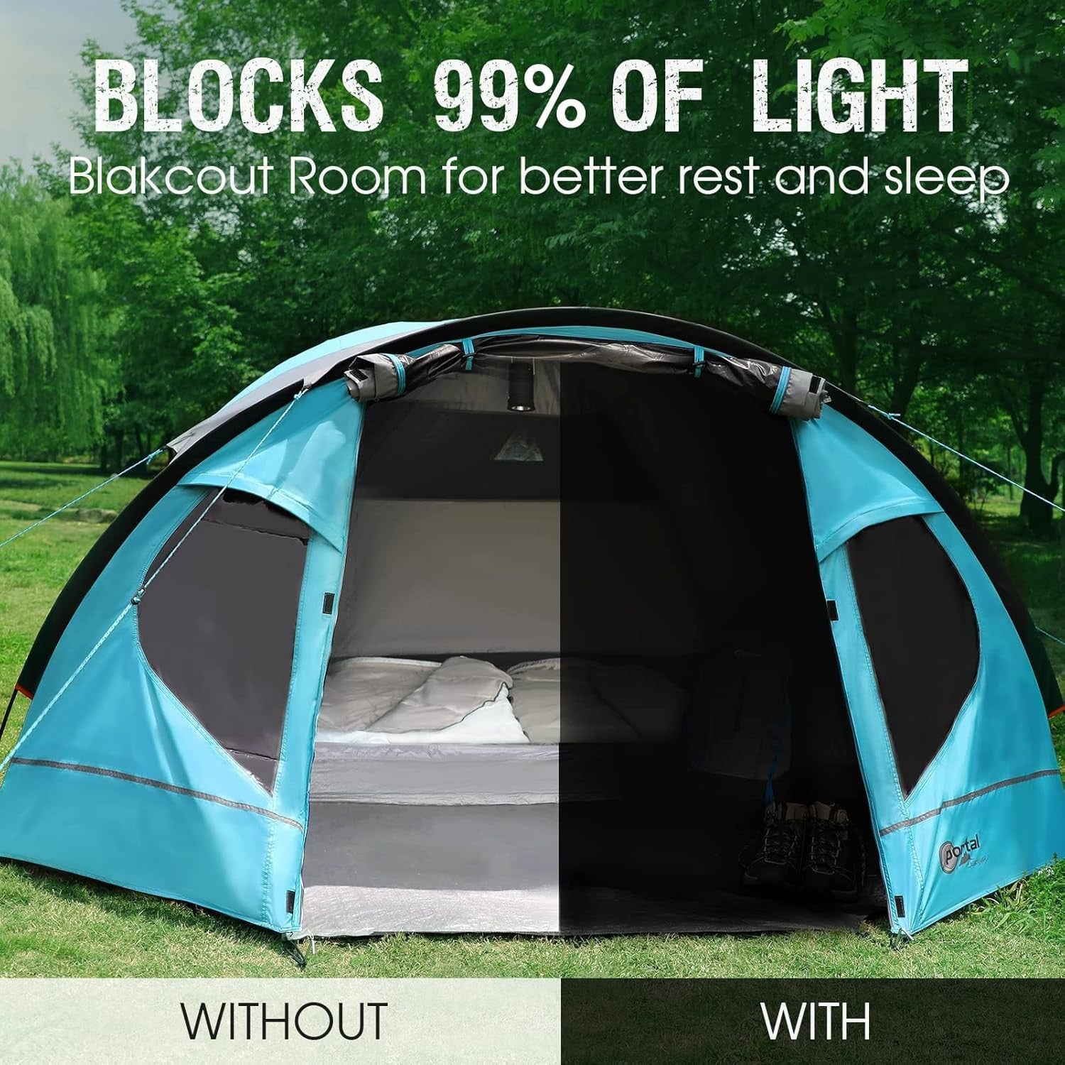 3-4 Man Camping Tent with Porch 4000mm Waterproof Dome