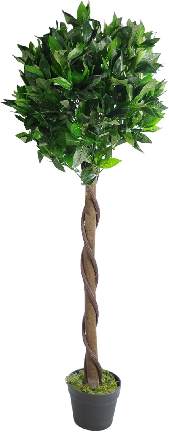 120cm Artificial Bay Laurel Topiary Ball Tree Green Twist Stem Home Indoor Decor
