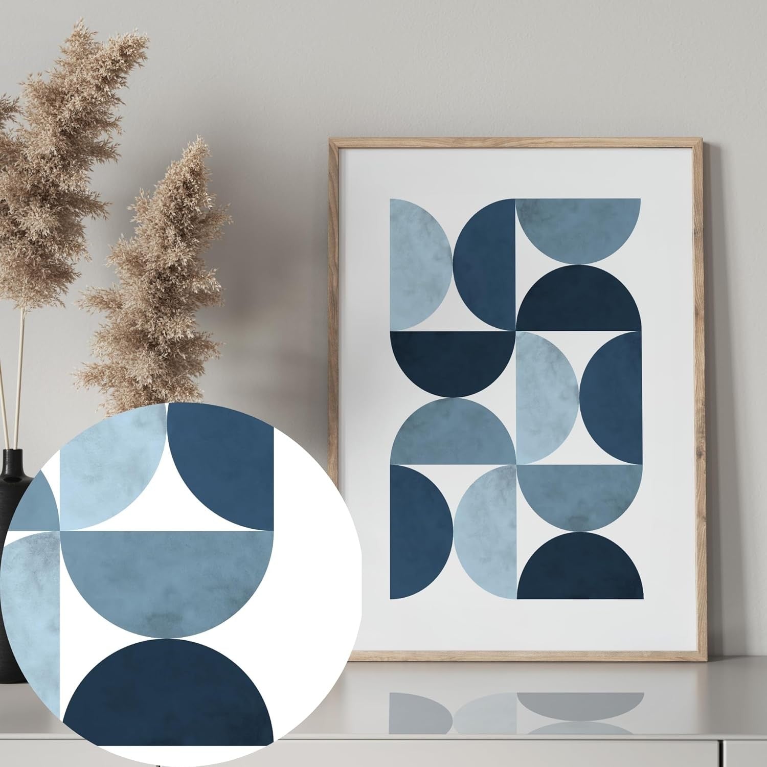 Navy Blue Wall Art Prints Set of 3 A3 Unframed