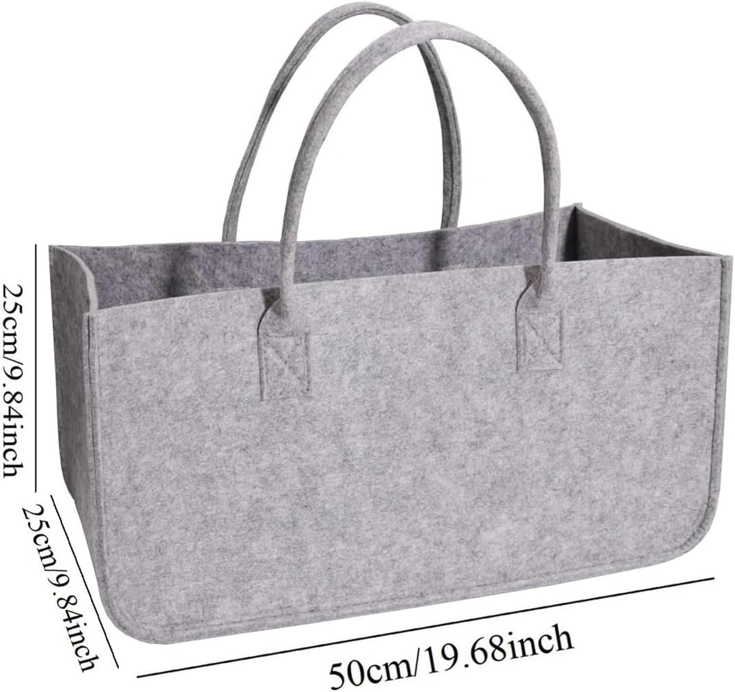 Large Firewood Log Carrier Tote Bag Felt Basket Grey Heavy Duty Storage