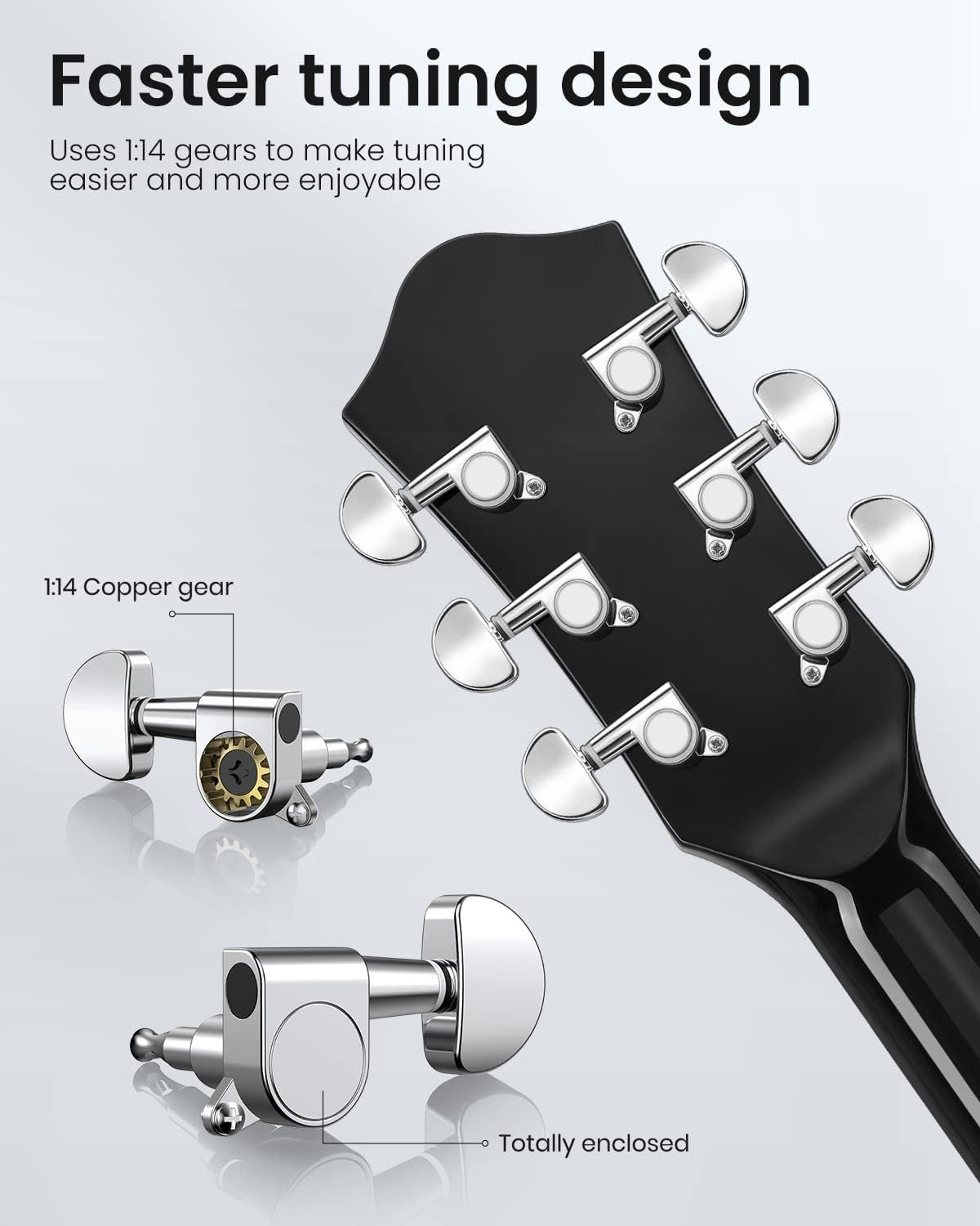 41in Cutaway Acoustic Guitar Starter Kit Full Size Black
