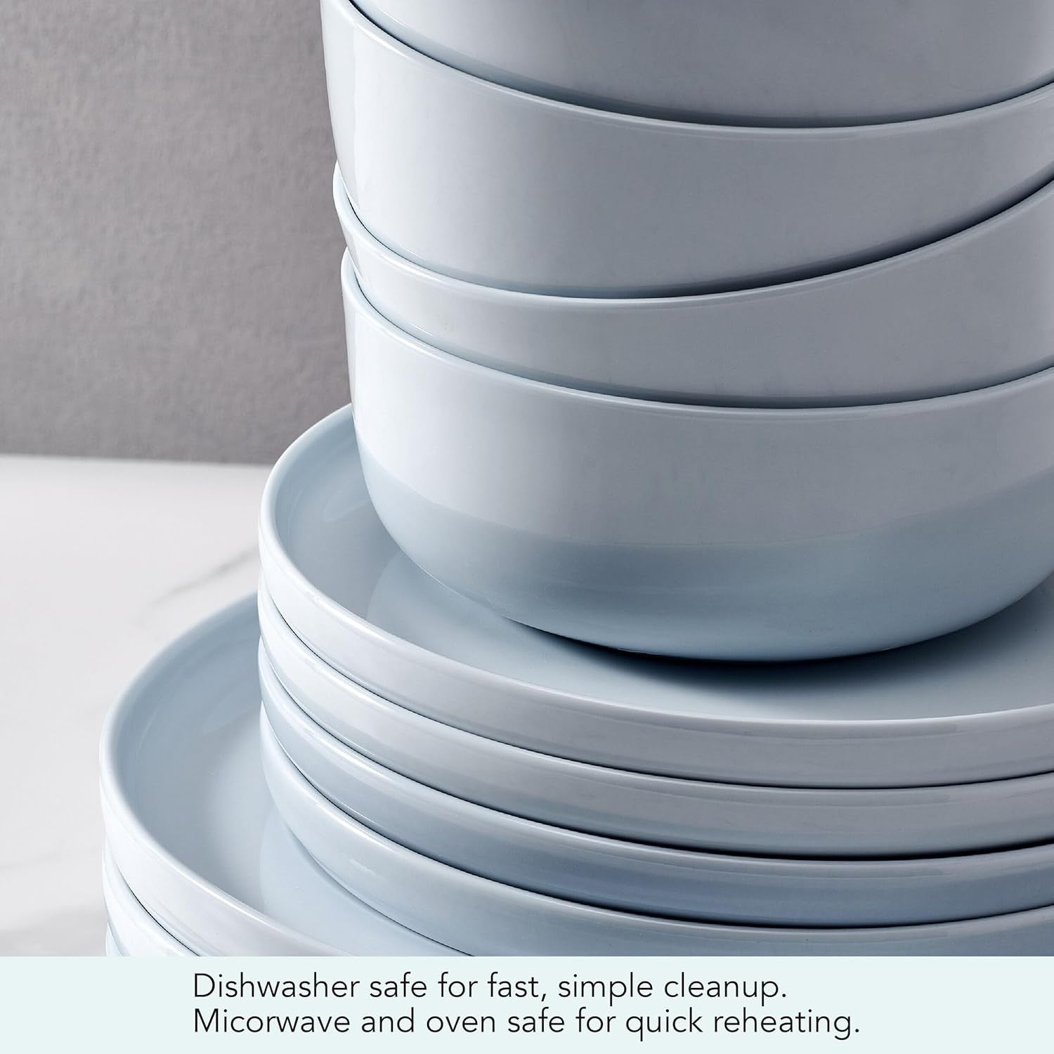 12pc Bone China Dinnerware Set Lightweight Plates Bowls Service for 4