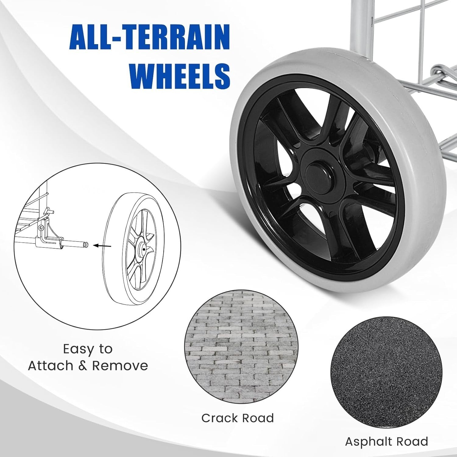 83L Folding Shopping Cart Metal Grocery Trolley Wheels Non-Slip Handle Silver