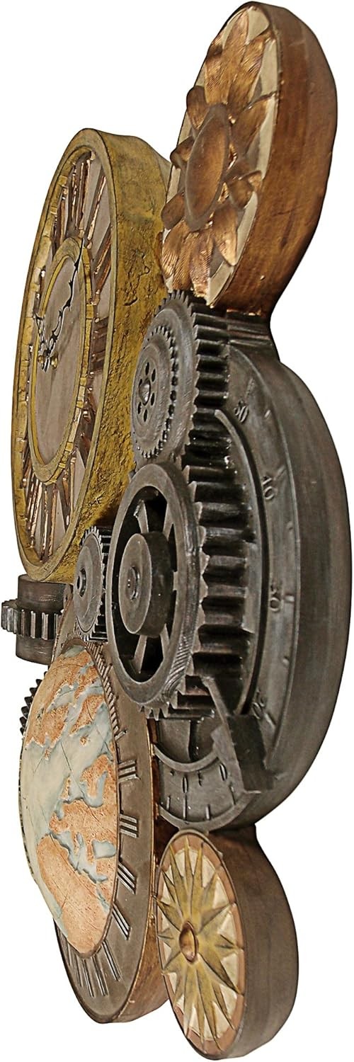 Steampunk Wall Clock Sculpture 43cm Gears of Time Polyresin Decor