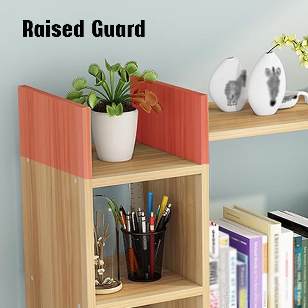 Wood Desk Hutch Organizer Natural 5-Compartment Desktop Bookshelf 78.6×20×54.2cm