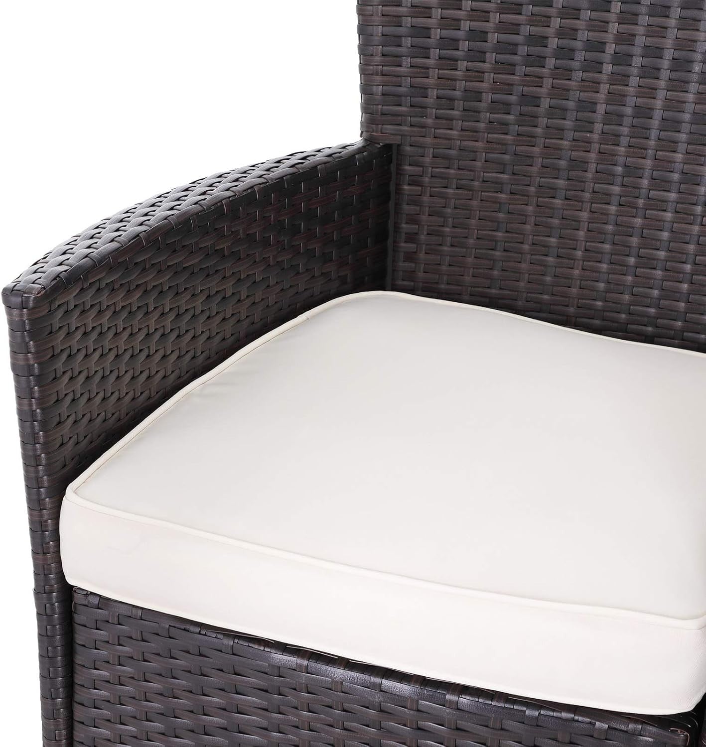 Cushioned Rattan Garden Chairs Set of 2 Stackable Patio Armchairs Brown