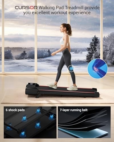 Under Desk Walking Pad 2.5HP Treadmill 9% Incline LED Display Remote