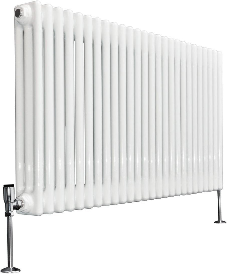 White Triple Column Horizontal Radiator 600x1190mm High Heat Output