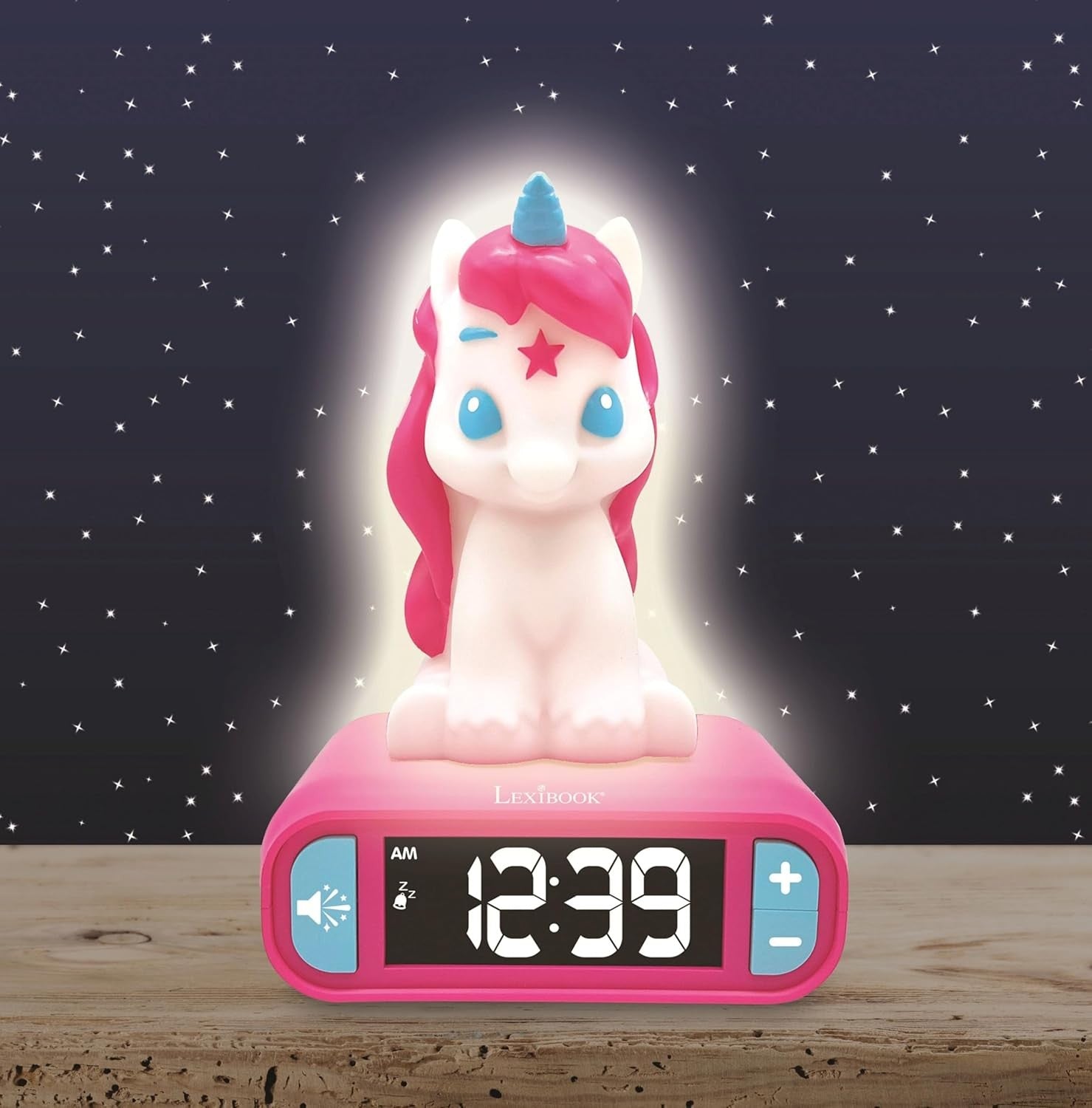 Pink Unicorn Night Light Alarm Clock LCD Snooze Kids Bedroom Bedside