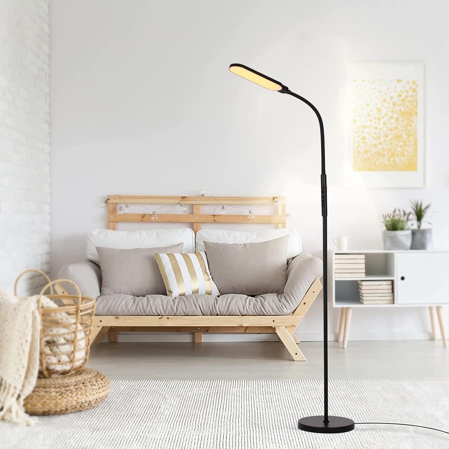 LED Floor Lamp Black Adjustable Reading Light 9 Brightness 5 Colour Modes