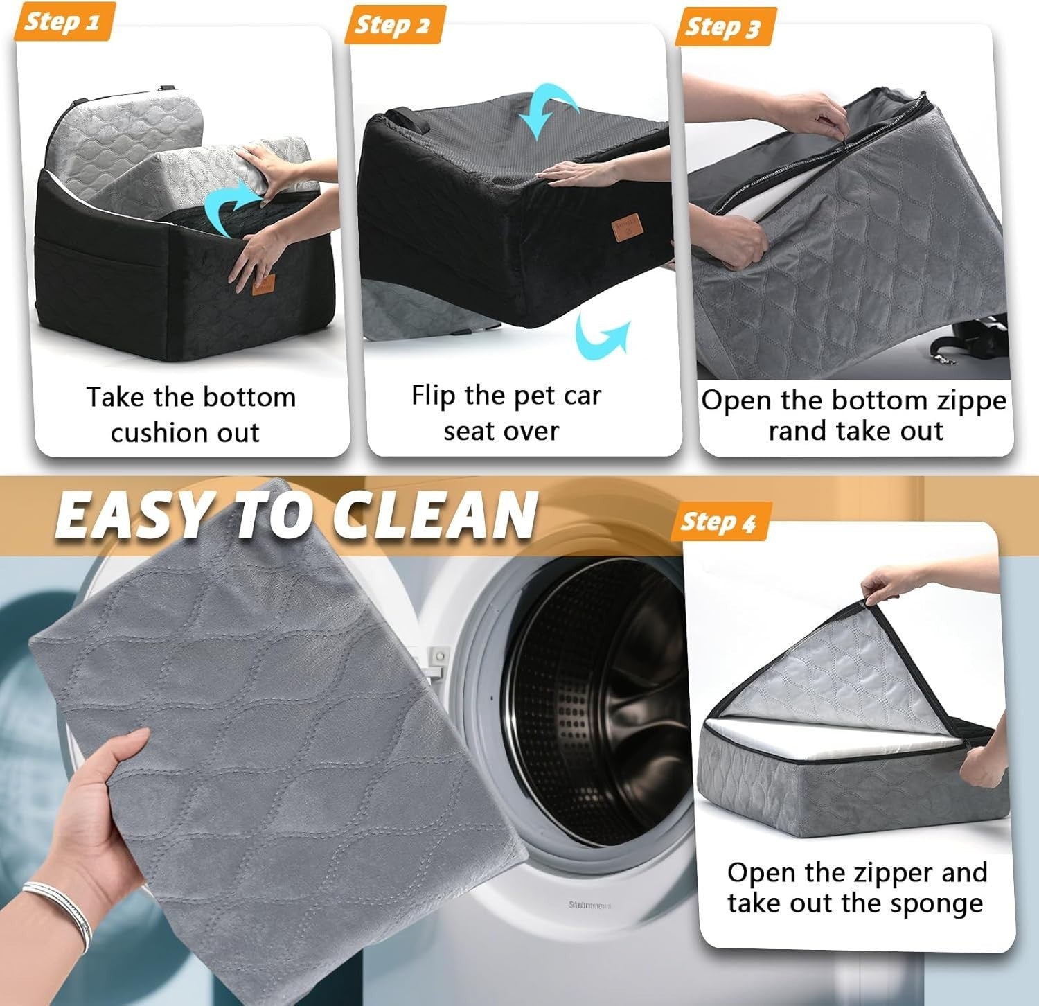 Dog Booster Seat 30lb Memory Foam Pet Travel Bed Washable Cover