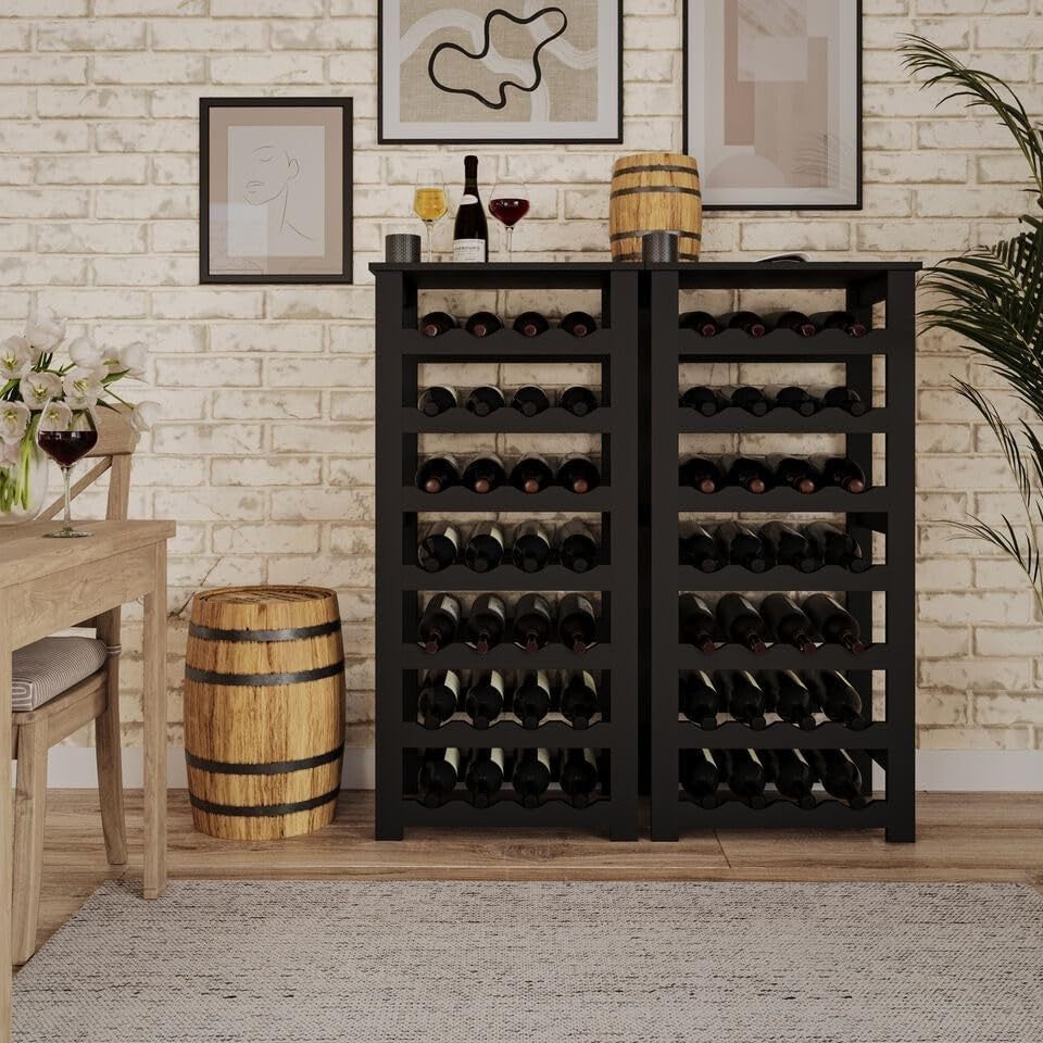 7-Tier Freestanding Wine Rack 28 Bottle Storage Stand Modern Home Bar Organizer
