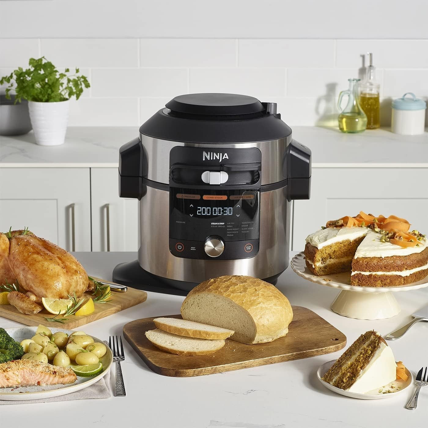14-in-1 Smart Lid Pressure Cooker Air Fryer 7.5L Digital Probe Grill Steam