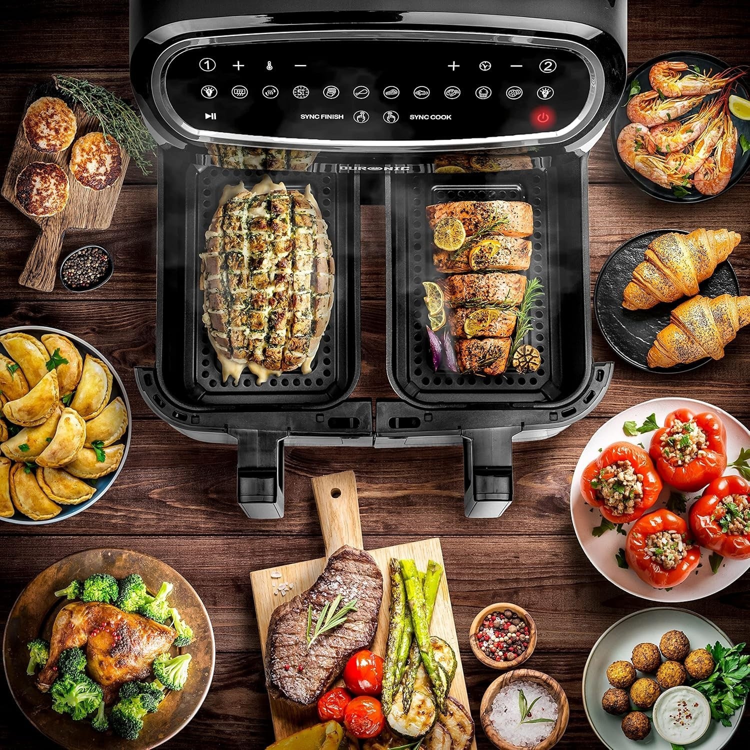10L Dual Basket Air Fryer | 2400W, Sync Cook/Finish, Visual Windows, 10 Presets