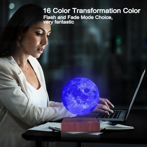 3D Printed Magnetic Levitating Moon Lamp 16 Color Floating LED