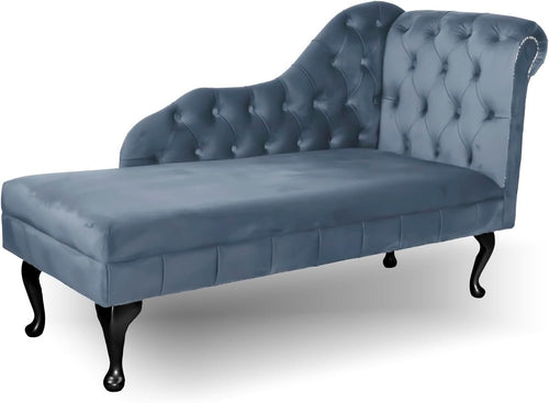 Velvet Tufted Chaise Lounge Sofa Right Hand – Handmade Durable Comfort Platinum