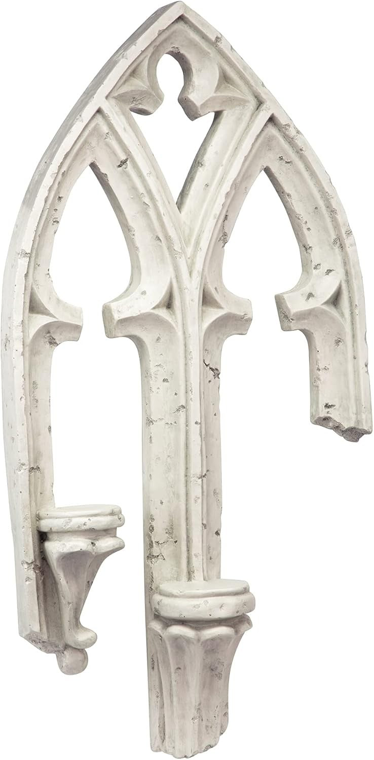 Gothic Arch Wall Sculpture Antique Stone Effect 76cm Decor