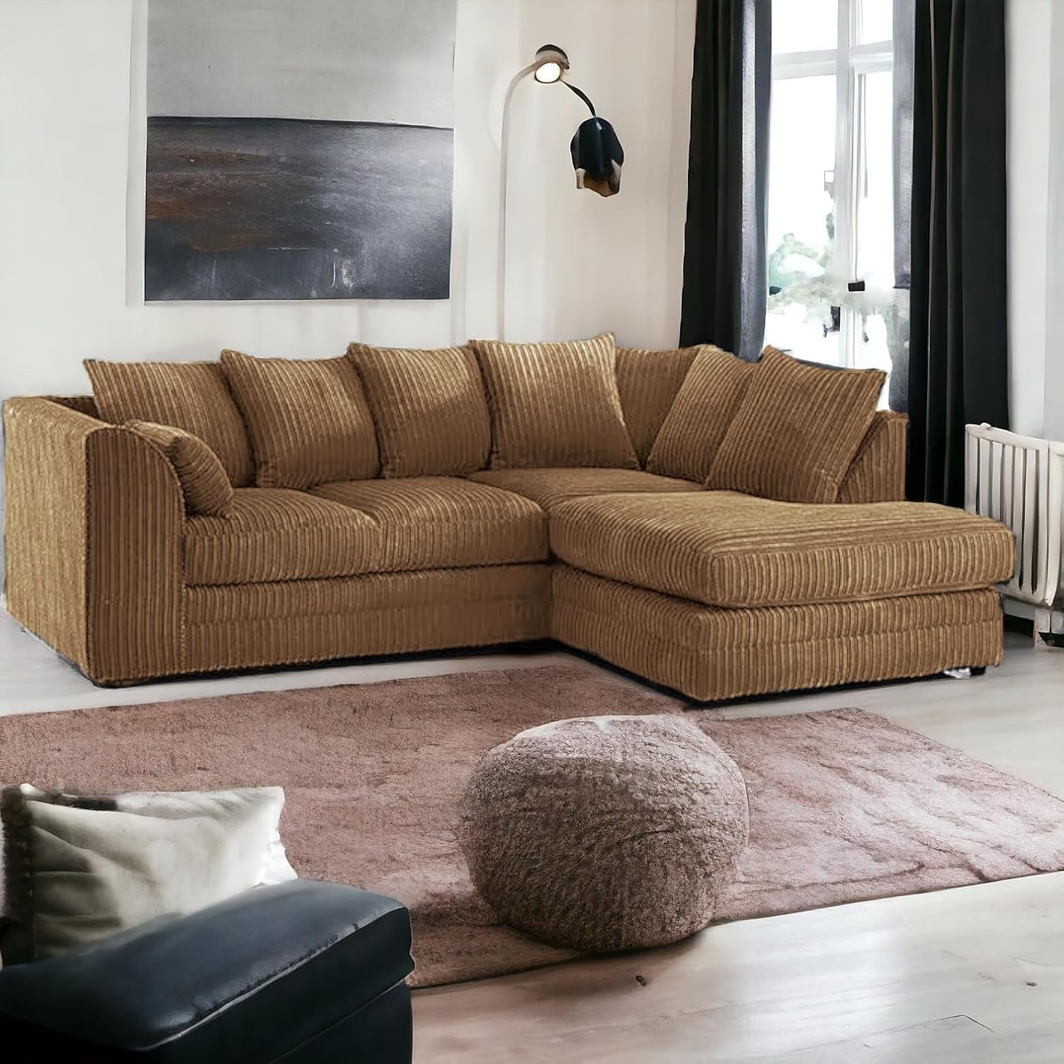 Beige Jumbo Cord 4-Seater Right Hand Corner Sofa | Stylish & Comfy L-Shape