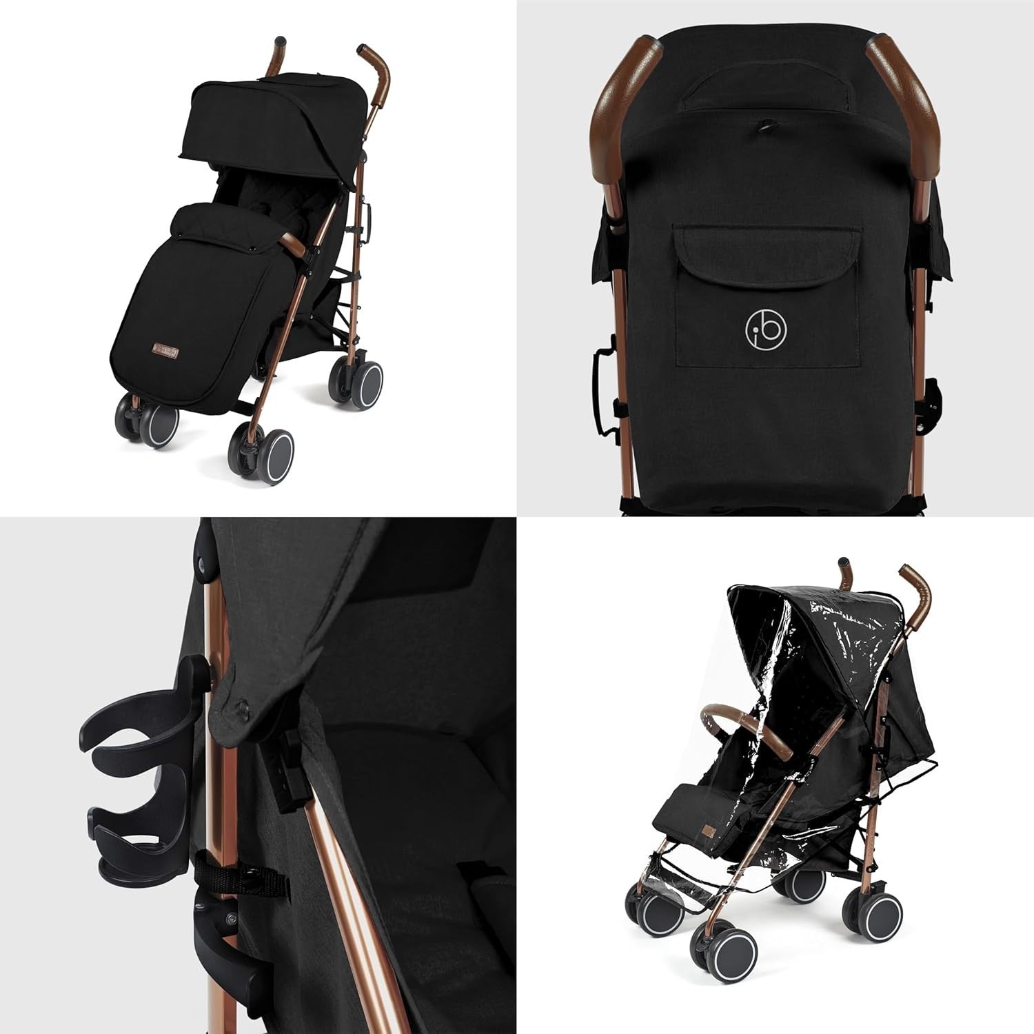 Compact Lightweight Baby Stroller Black 6 Months-4 Years Recline UPF50+